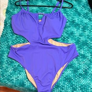 Vibrant Purple Cutout Swimsuit